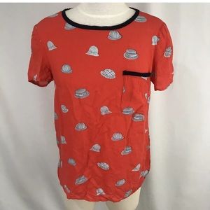 MAEVE Short Sleeve Blouse Shirt Rayon Orange